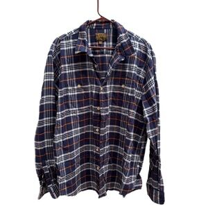 Lucky Brand Navy and Orange Plaid Shirt